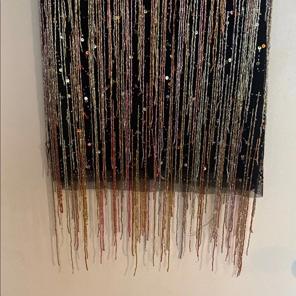 Nasty Gal Black Mini Dress with Gold & Pink Sequin Fringe - Picture 4 of 7